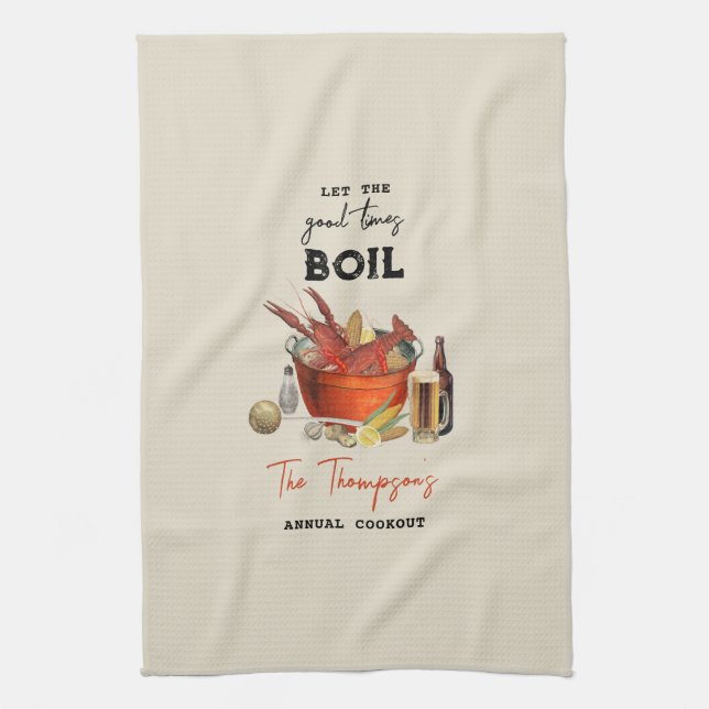 Seafood Summer Annual Crawfish Boil Party Kitchen Towel (Vertical)