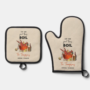 Seafood Summer Annual Crawfish Boil Party Oven Mitt & Pot Holder Set