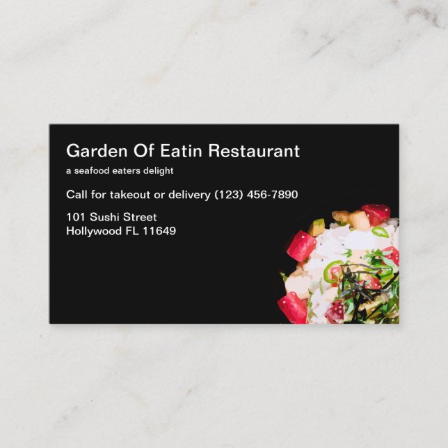 Seafood Sushi Restaurant Modern Business Cards (Front)
