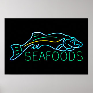Seafoods with Fish Neon Sign