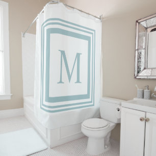Seaglass and white  square border monogram