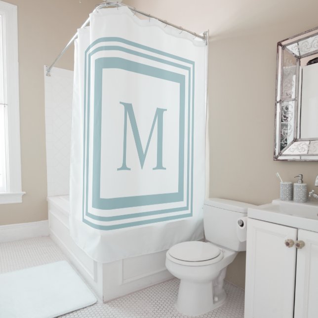 Seaglass and white  square border monogram (In Situ)