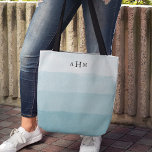 Seaglass Aqua Watercolor Ombre Monogram Tote Bag<br><div class="desc">Personalize this watercolor tote bag with your three initial monogram in chic black for a bag that's uniquely yours! Tote features gradient colorblock bands of pale seaglass aqua watercolor, with your monogram at the top in classic serif lettering. Click "customize It" to change fonts or monogram colours for your own...</div>