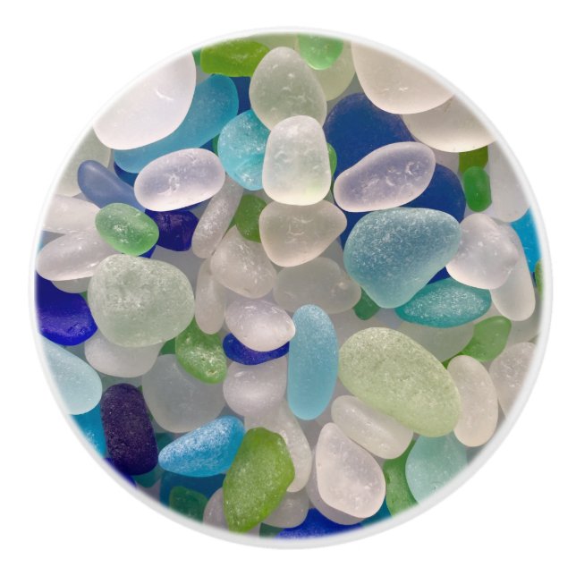 Seaglass ceramic cabinet door knob (Front)