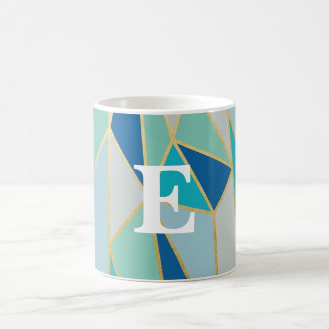 Seaglass Geometric Monogram Mug (Center)