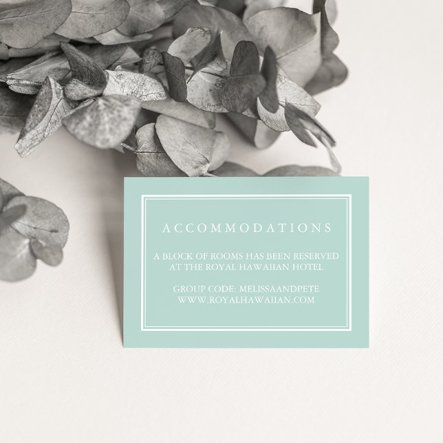 Seaglass Green Mariage Hotel Cartes d'hébergement (Créateur téléchargé)