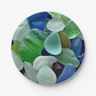 Seaglass paper plates