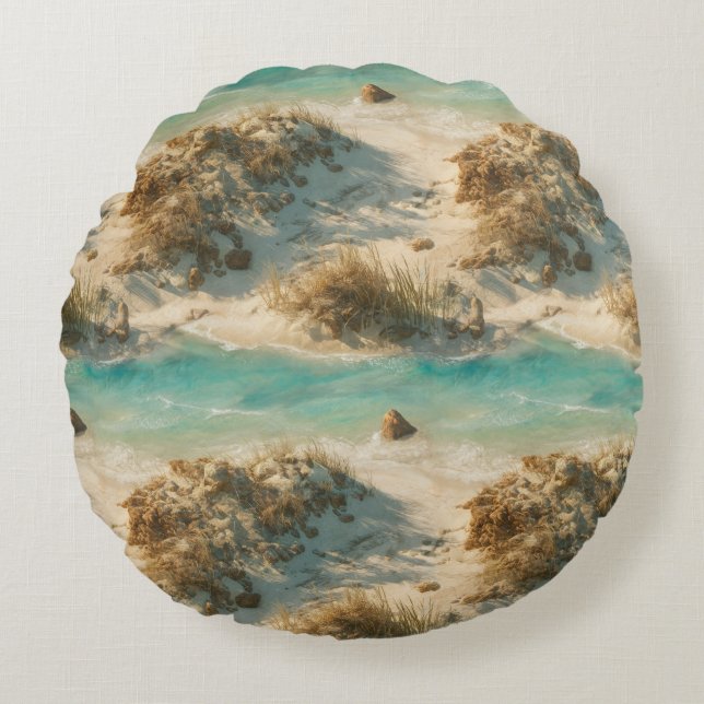 “Seaglass Reverie” Round Pillow (Front)
