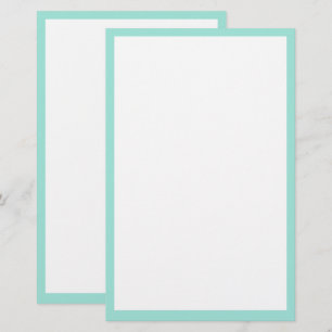Seaglass Sea Green Border Light Custom Colour Cool Stationery