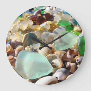 Seaglass Wall Clocks Agates Shells Beach Coastal