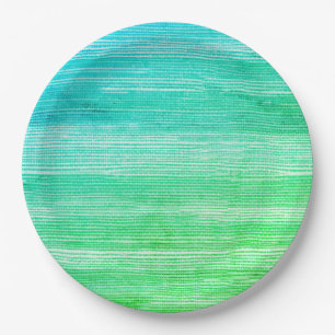 Seagrass Abstract Watercolor Tie Dye Neon Paper Plate