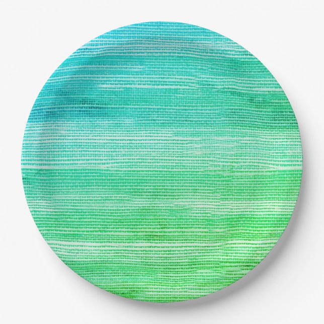 Seagrass Abstract Watercolor Tie Dye Neon Paper Plate (Front)