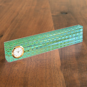 Seagrass Desk Nameplate with Clock