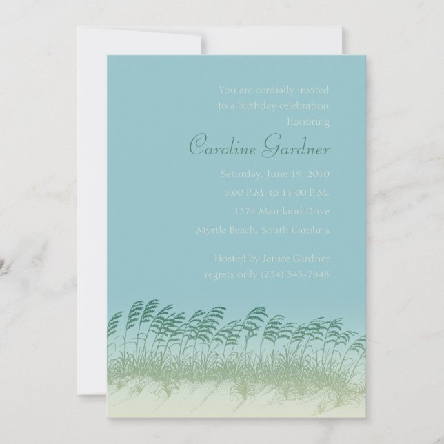 Seagrass sur les dunes Invitation d'anniversaire (Devant)