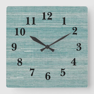 Seagrass Texture Beach Decor Square Wall Clock