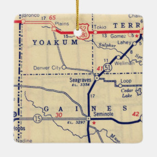 Seagraves TX Vintage Map Ceramic Ornament