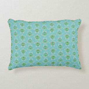 Seagreen Tribal Green Sea Turtles Accent Pillow
