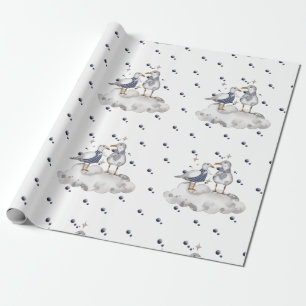 Seagull Adventure Baby   Nautical Ocean Themed Wrapping Paper