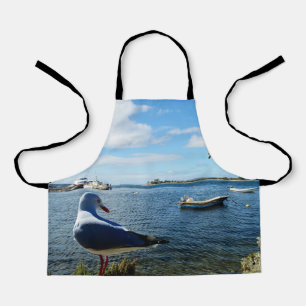Seagull And Boats On Ocean, Kids Full Print Apron