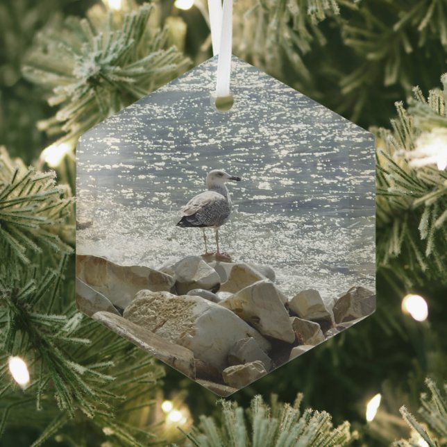 Seagull and sea glass ornament (Insitu)