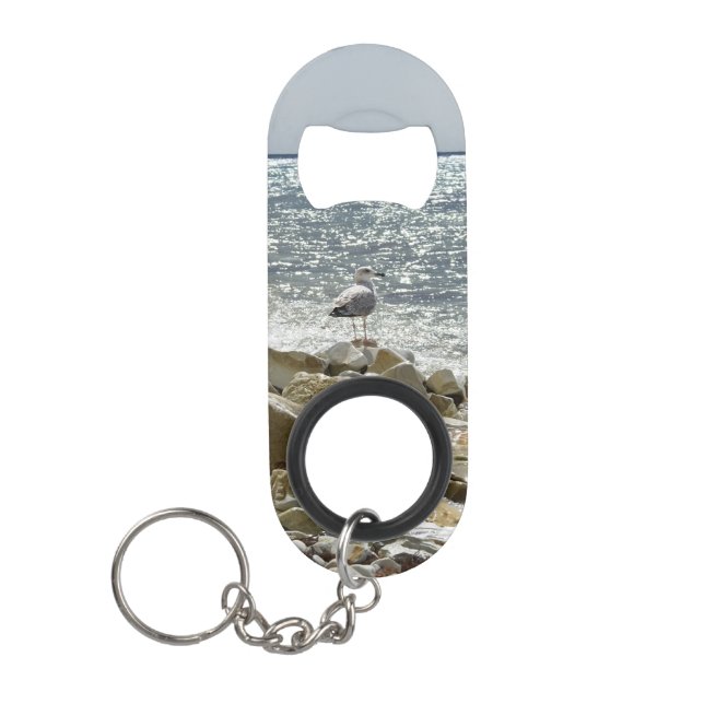 Seagull and sea keychain bottle opener (Front)