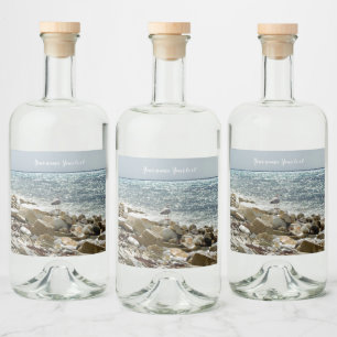 Seagull and sea liquor bottle label