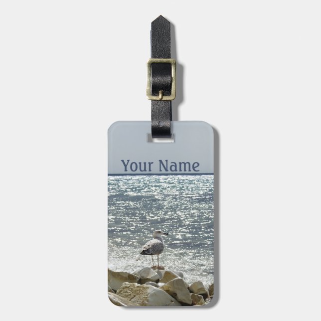 Seagull and sea luggage tag (Front Vertical)