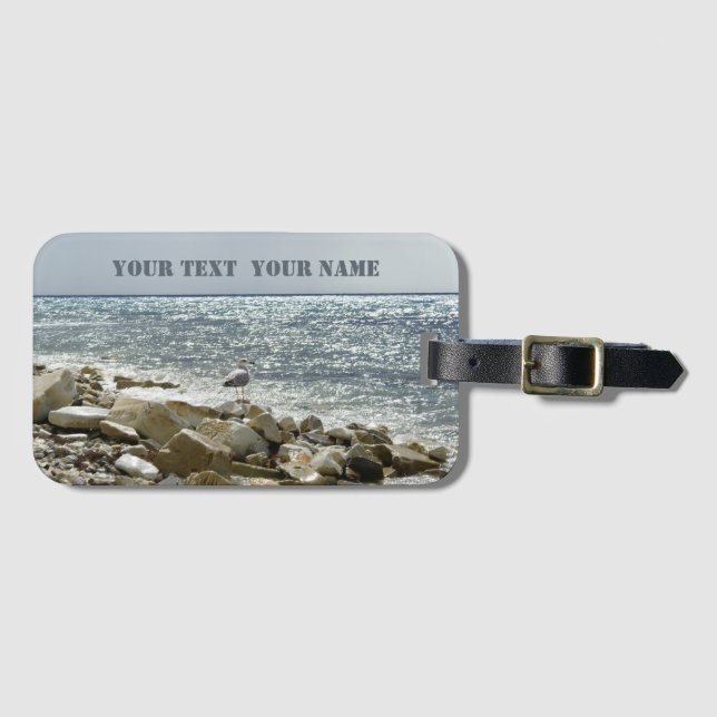 Seagull and sea luggage tag (Front Horizontal)