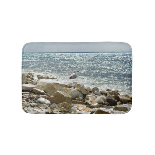 seagull and sea surf bath mat