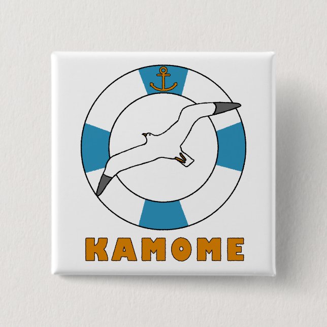 Seagull and Swim Ring 2 Inch Square Button (Front)
