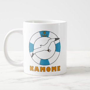 Seagull and Swim Ring Light Blue Large Coffee Mug