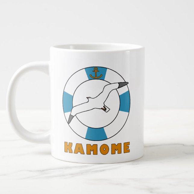 Seagull and Swim Ring Light Blue Large Coffee Mug (Left)