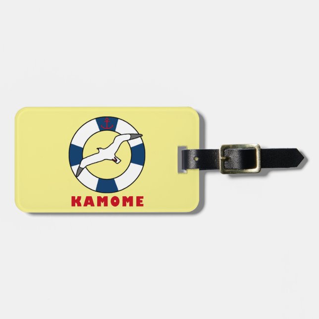 Seagull and Swim Ring Luggage Tag (Front Horizontal)