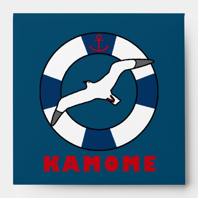 Seagull and Swim Ring Navy Blue Envelope (Front)