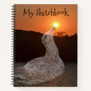 Seagull At Sunset Sketch Notebook