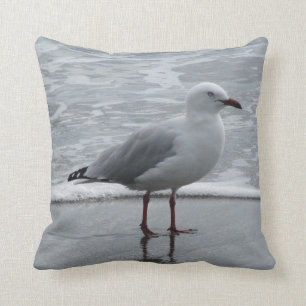 Seagull at Waters Edge Throw Pillow