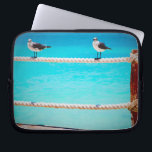Seagull beach birds turquoise ocean photo coastal laptop sleeve<br><div class="desc">There’s good vibes all around whenever you use this playful photography neoprene laptop sleeve of happy, white and grey seagulls relaxing on a rope fence set against the turquoise ocean. This laptop sleeve comes in three sizes: 15", 13", and 10”. Makes a great gift for someone special! You can easily...</div>