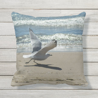 Seagull beach outdoor pillow