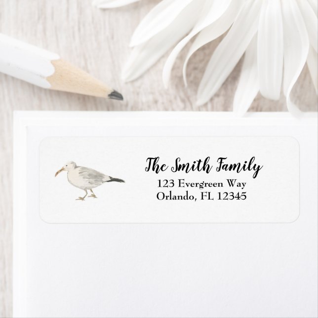 Seagull Beach Painting Return Address Label (Insitu)