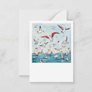 Seagull, bird, flying birds card