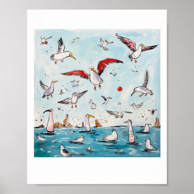 Seagull, bird, flying birds  poster (Front)