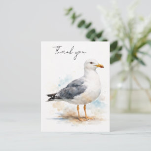 Seagull Bird Ocean Beach Watercolor Nautical Holiday Postcard