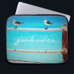 Seagull Birds Turquoise Ocean Photo Good Vibes Laptop Sleeve<br><div class="desc">There’s good vibes all around whenever you use this playful photography neoprene laptop sleeve of happy, white and grey seagulls relaxing on a rope fence set against the turquoise ocean. This sleeve comes in three sizes: 15", 13", and 10”. Makes a great gift for someone special! You can easily personalize...</div>
