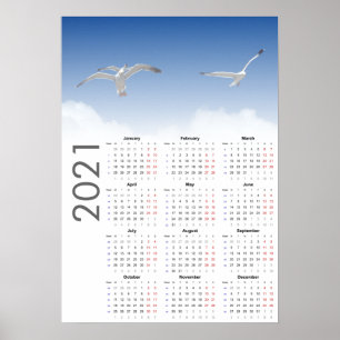 Seagull Calendar 2021 Poster - Monday first