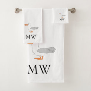 Seagull Design Monogrammed Bath Towel Set