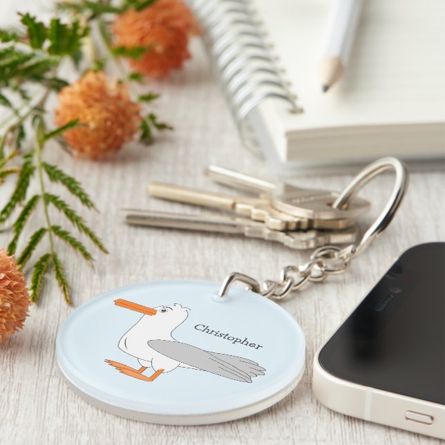 Seagull Design Personalised Keychain (Front Right)