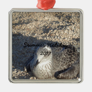 Seagull Enjoying The Sun Summer Photography Metal Ornament