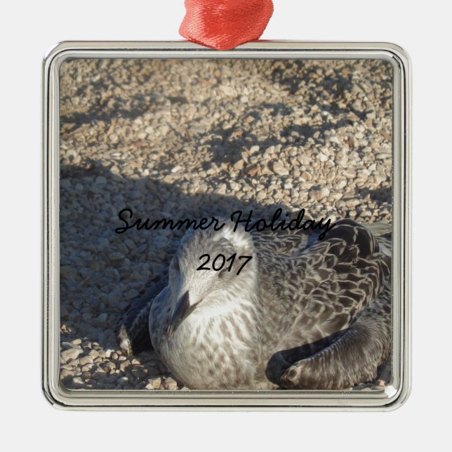 Seagull Enjoying The Sun Summer Photography Metal Ornament (Front)
