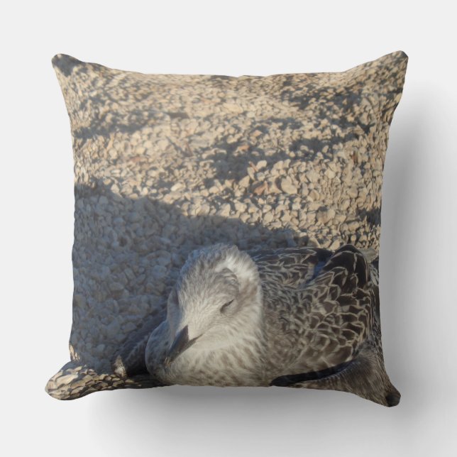 Seagull Enjoying The Sun Summer Photography Throw Pillow (Front)