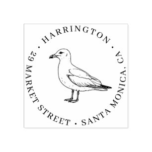 Seagull Family Return Address – Coastal Elegance Rubber Stamp